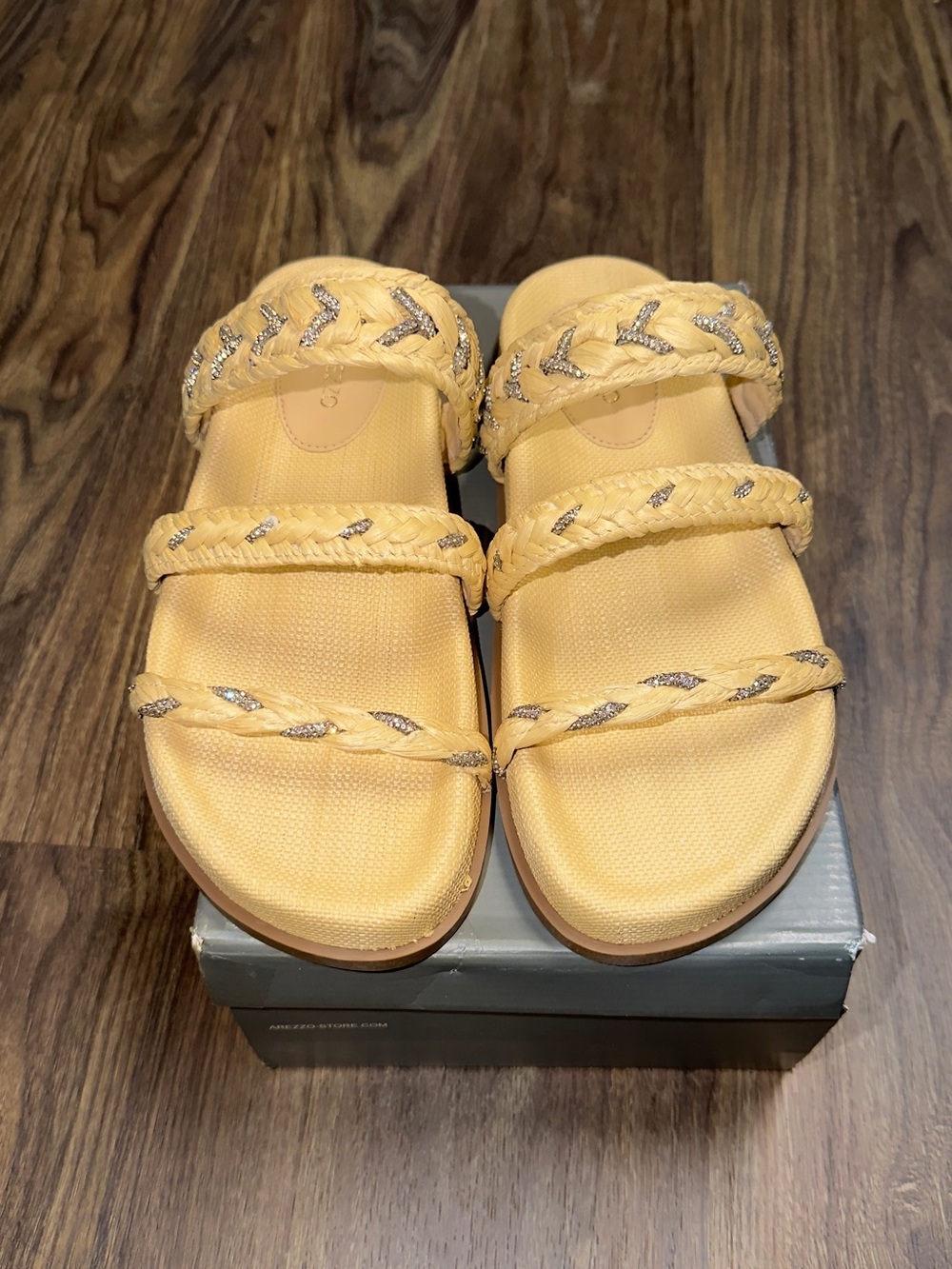Braided Triple-Strap Slide Sandals
